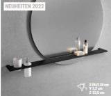 Asymetrische Ablage für Spiegel mit Becherhalter und Seifenspender